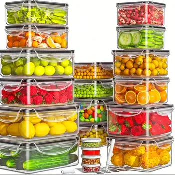 40 Pcs Food Storage Containers With Airtight Lids Modern Clear Plastic Meal Prep Lunch Boxes Leakproof Stackable Container Set For Meal Prep Leftovers Kitchen Pantry Refrigerator Organization Housewarming Gift