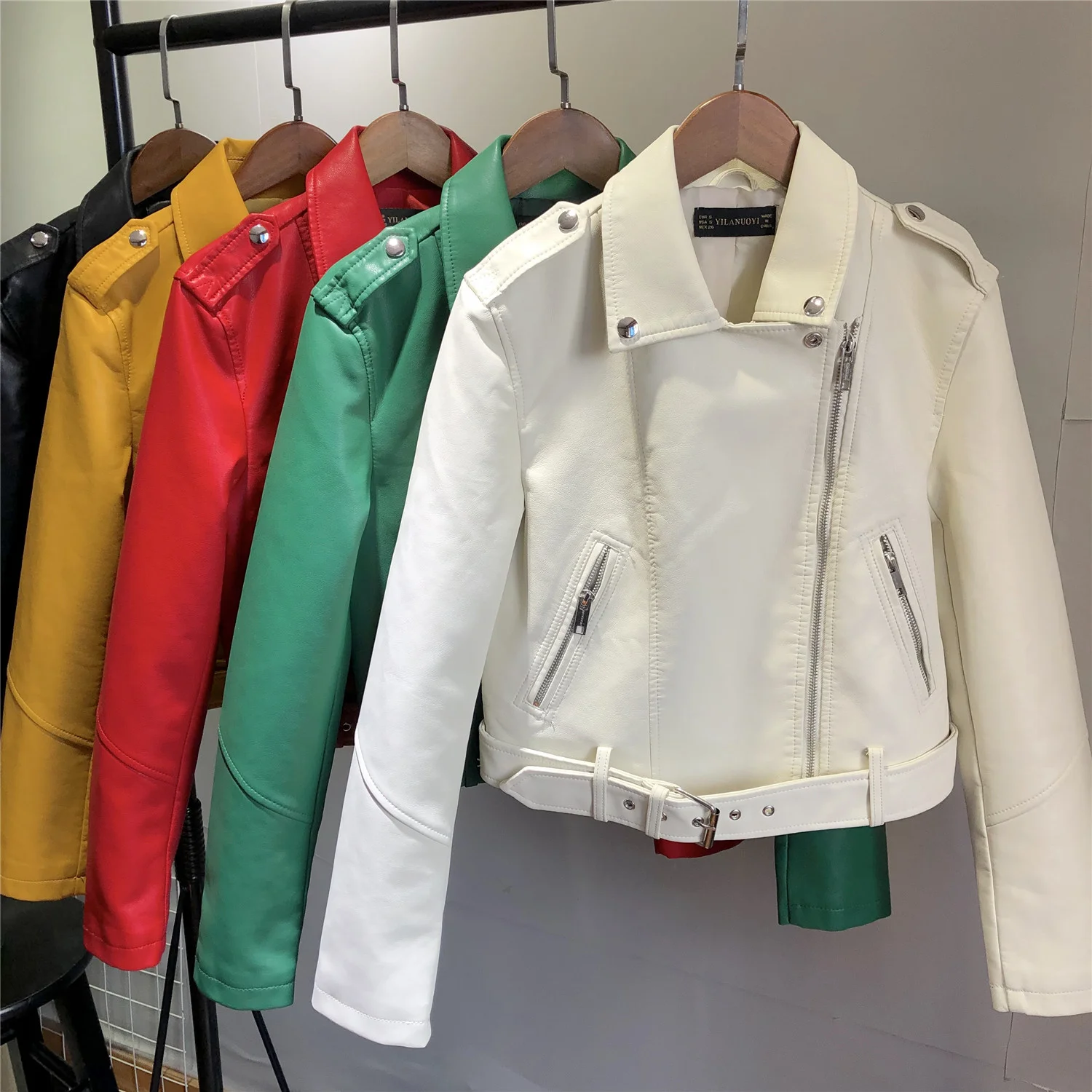 Sheepskin Texture PU Leather Clothes Women's Korean Version Slim And Thin Lapel Locomotive Leather Jacket Short Coat Fashion