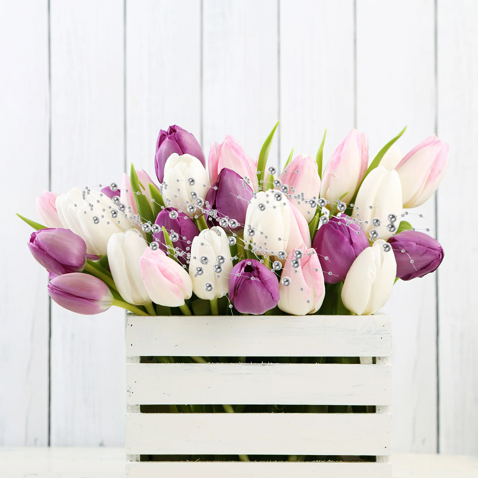 

1 Roll Artificial Pearl String Beaded Garland Floating Vase Filler DIY Wedding Bouquet Decoration Party Supplies