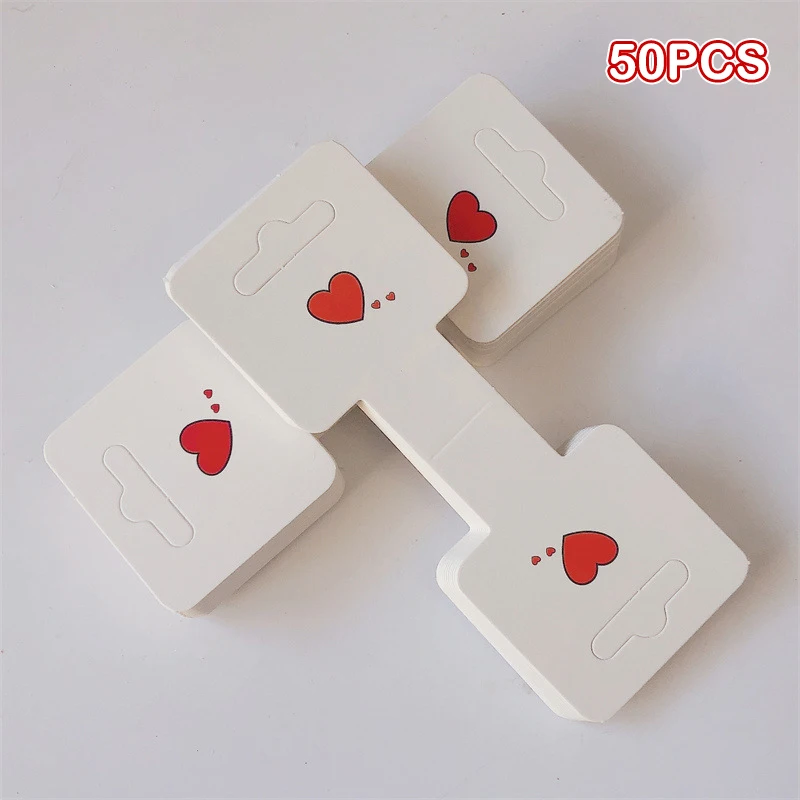 50PCS Simple Heart Paper Packing Cards for Handmade Necklace Bracelet Headband Hairband Display Cards Retail Hanging Tags Labels