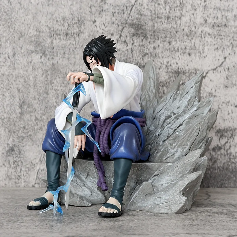 18 cm NARUTO Uchiha Sasuke Ninja Vloek Seal Zitten Anime Handgemaakte Actiefiguren Desktop Case Decoratie Ornament Gift