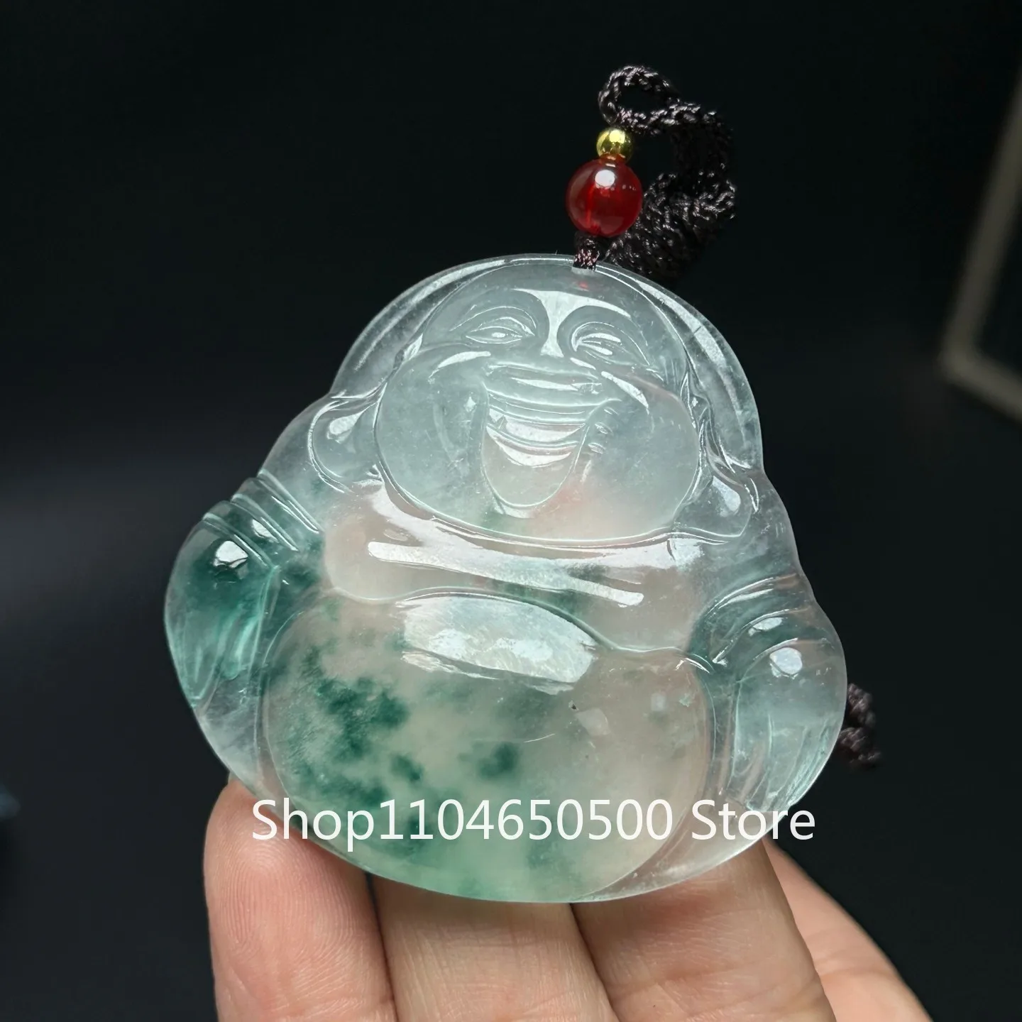 

Certified Natural ice green Burmese Jade Jadeite Carved Buddha Pendant&Necklaces