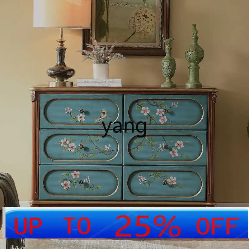 

LMM painted living room storage bucket cabinet solid wood bedroom retro home cabinet