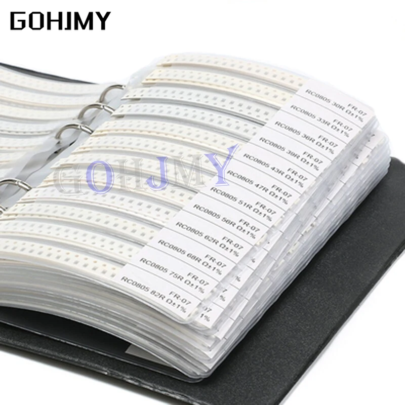 4250PCS 8500PCS 8850PCS 0201 0402 0603 0805 1206 GOHJMY Resistor Sample blank Book 1% SMD Assorted Kit 10K 100K 200K 1K 1R 100R