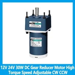 12V 24V DC gear reducer motor 30W High torque Speed Adjustable DC motor CW CCW