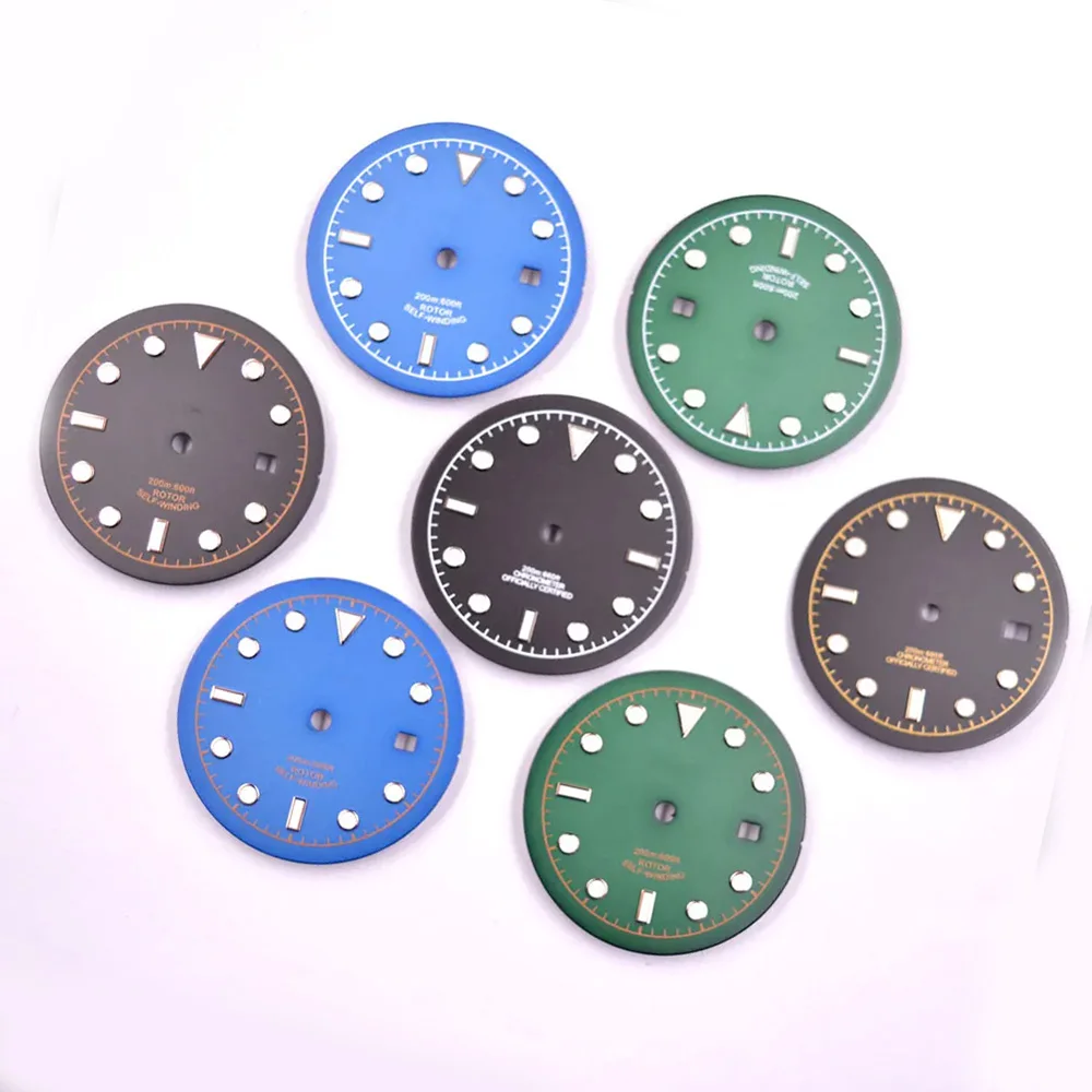 NEW 33.5mm Sterile Luminous Watch dial Fits ETA2836 Miyota 8215 8205 DG2813 Movement Green/Blue/Black Dial