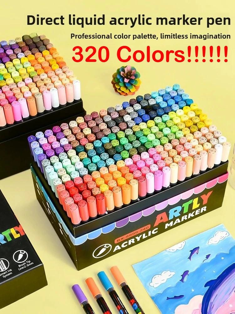 TouchColor 192/240/320 Colors Direct Liquid Acrylic Markers Washable Soft Tip Stationery PK Languo Guangna Art School Supplies