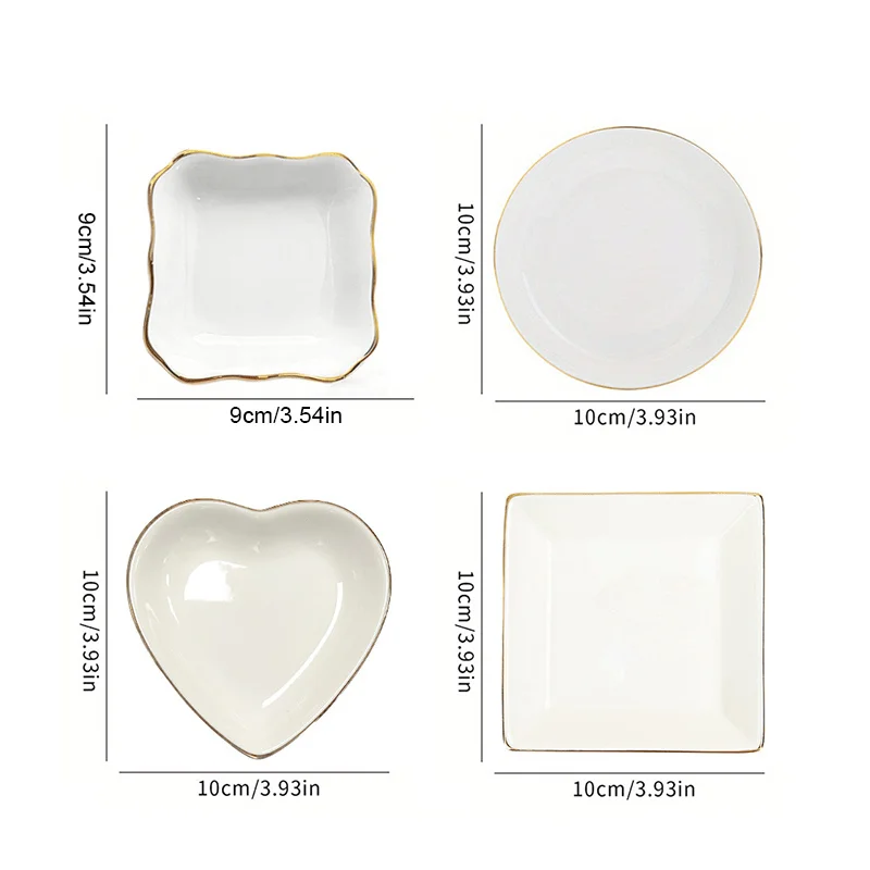 Custom Couples Initials Ceramic Trinket Dish, Gold Wavy Edge Ring Holder Tray,  Personalized Engagement Wedding Keepsake Gift.