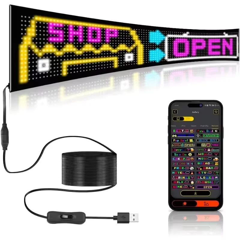 Devil Eyes Light Windshield Programmable LED Display Flexible Soft Screen DIY Dynamic Text Music Sync Timer for Cars Truck 