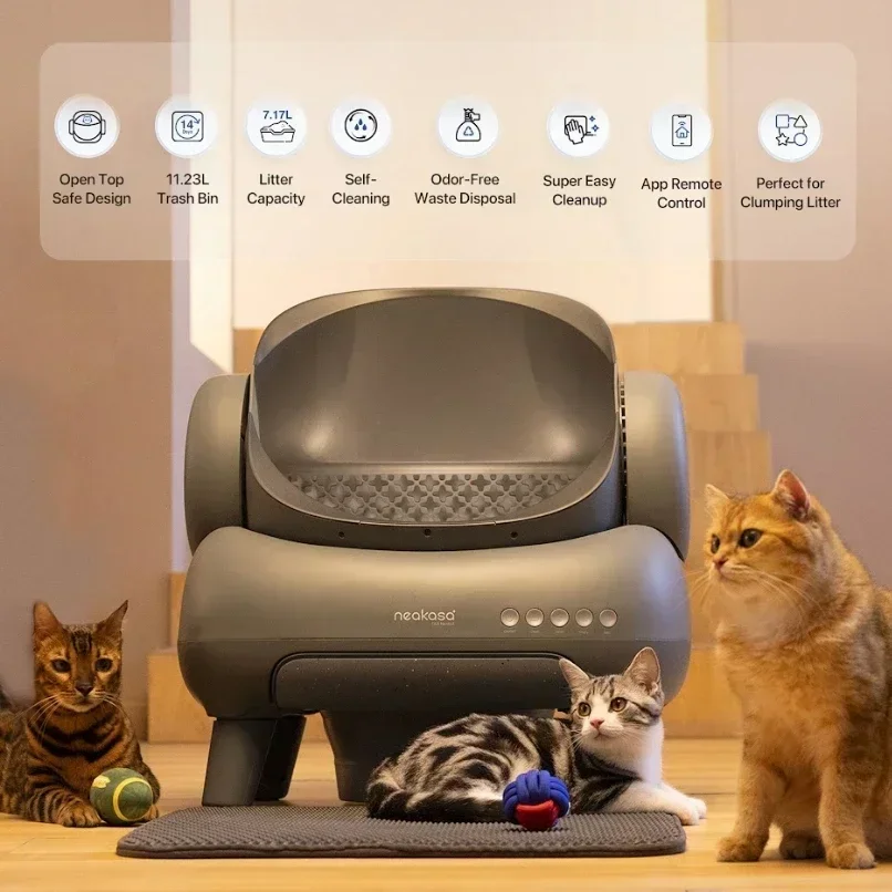 Neakasa M1 Open-Top Self Cleaning Cat Litter Box, Automatic Cat Litter Box with APP Control Odor-Free Waste Disposal