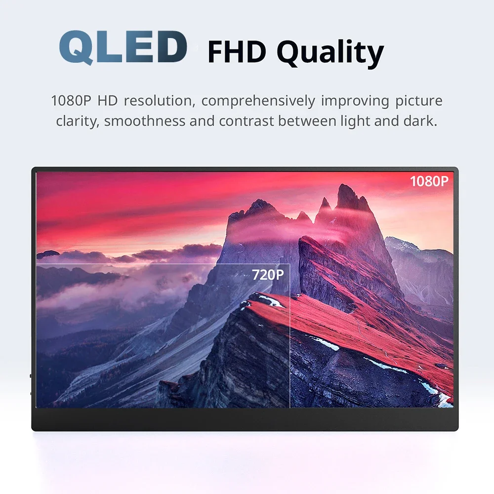 Imagem -04 - Qled-monitor Portátil 15.6 Polegada Hdr Fhd Tela Externa Tipo-c Usb Compatível com Hdmi Laptop Ps5 Switch Xbox Telefone Mini pc