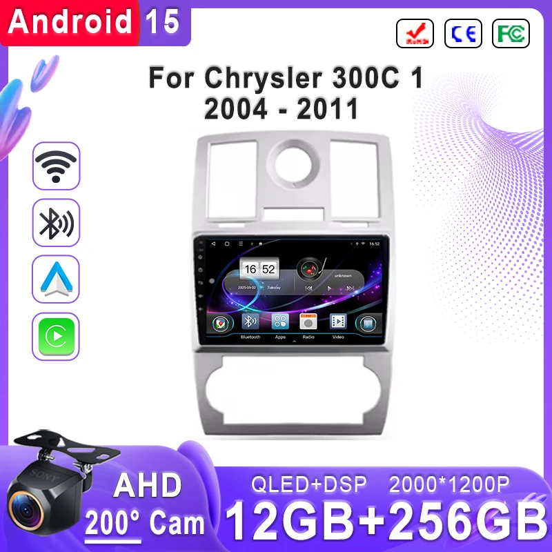 

Для Chrysler 300C 1 2004-2011 Plug & Play 2K встроенный экран Android 15, мультимедийное стерео головное устройство с GPS-навигацией