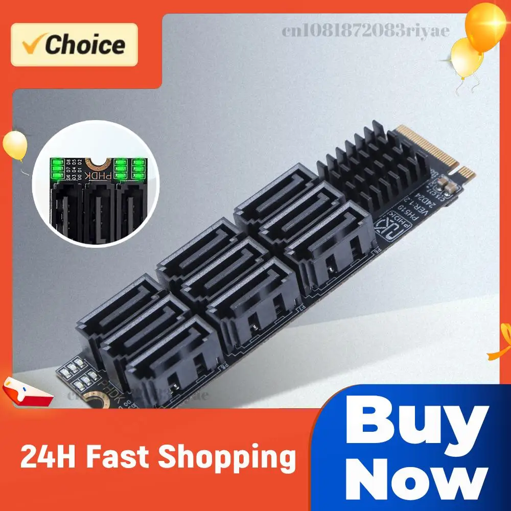 

Адаптер M.2 M KEY NVMe на 9 портов SATA 3.0, 6 Гбит/с, переходник M.2 на SATA, PCIe 3.0 x2, для настольных ПК