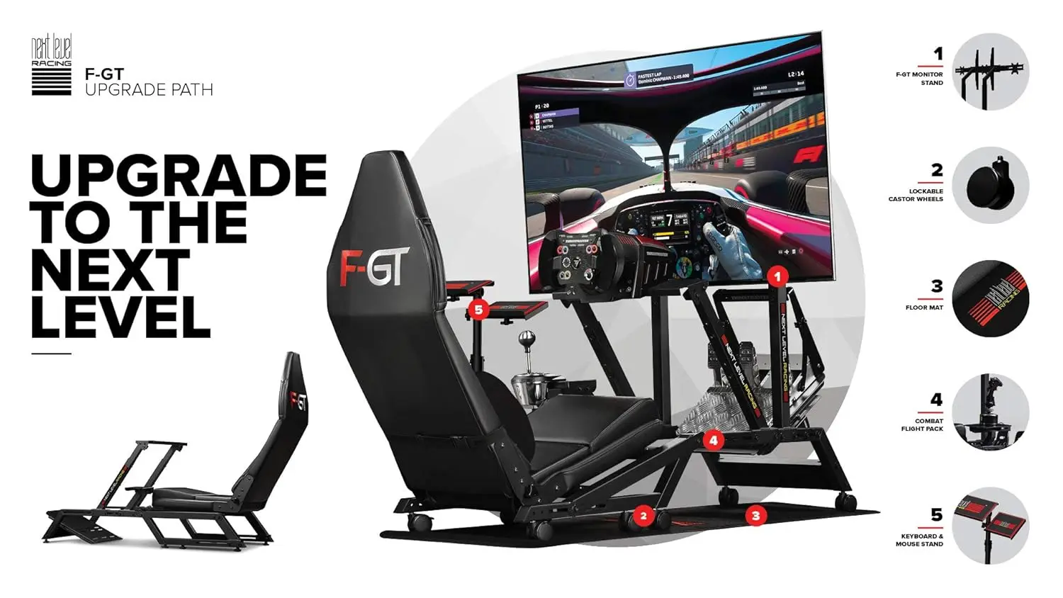 Кабина гоночного симулятора F-Gt Racing Next Level. Кокпит Formula и Gt Racing Simulator, совместимый с Thrustmaster, Fanatec,