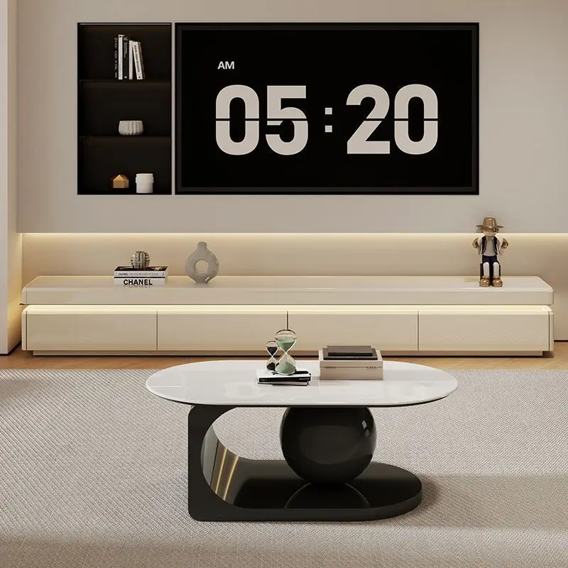 Floor-to-ceiling TV cabinet, round corner integrated high-footed coffee table, living room locker 2024 new model, in stock.