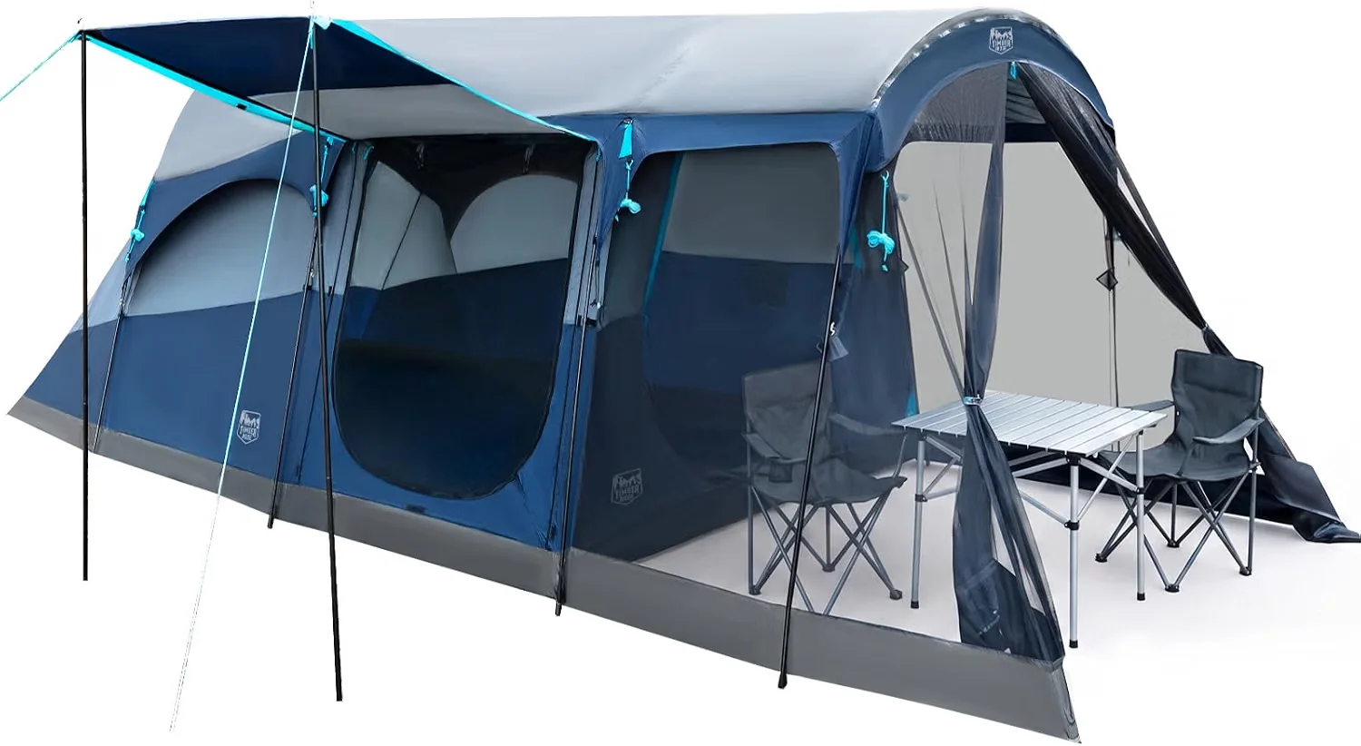 8 Person Family Camping Tent with Screen Porch Double Layer All-Weather Resistant Big Tunnel Tent with Rainfly Carry Bag, Large