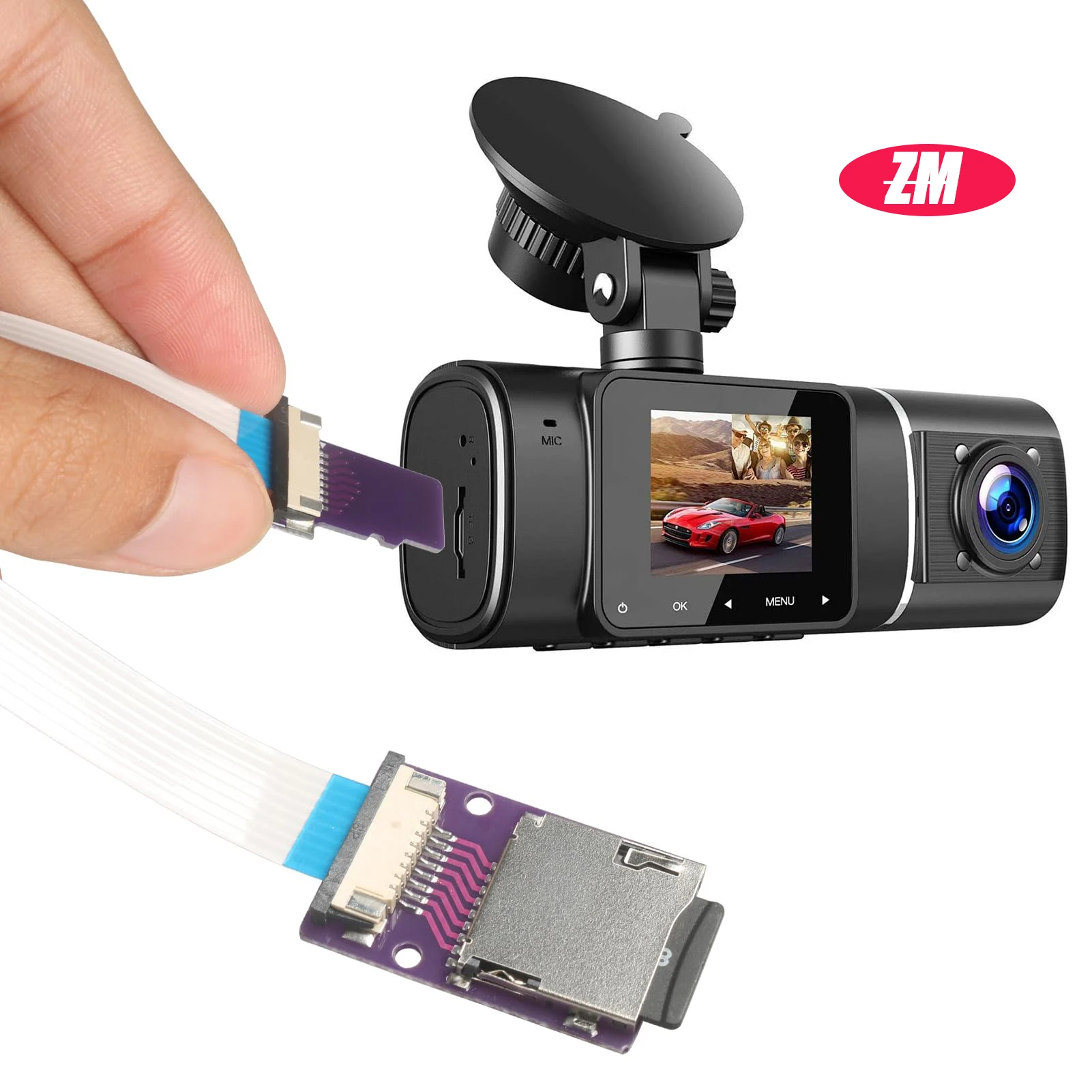 Micro SD to Micro SD Extension Cable, FFC Flexible Male-to-Female TF Card Reader Memory Card Adapter, Compatible with 3D Printer
