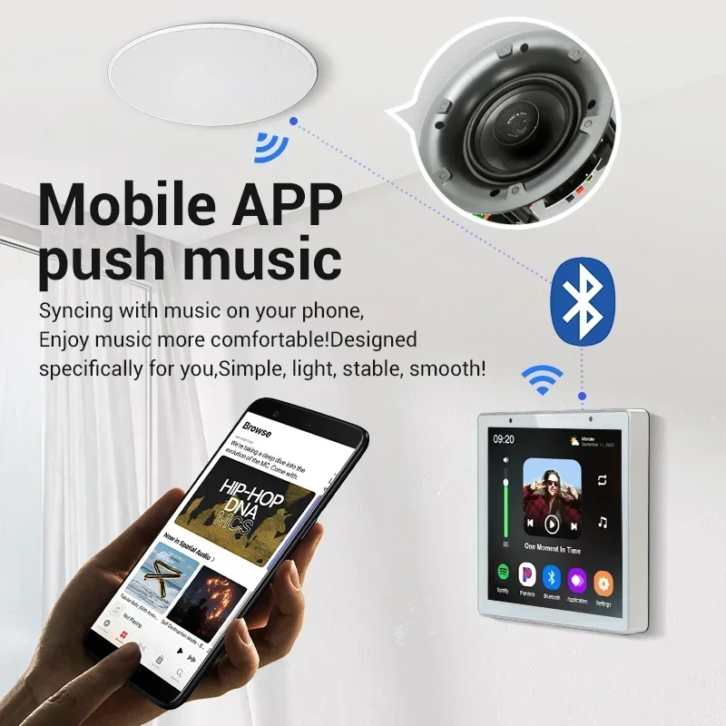 

In stock New 4 Inch Tuya Wall Amplifiers Can Connect To 2/4 Speakers Speakers Music Host For Ceiling Speaker Home Automation The