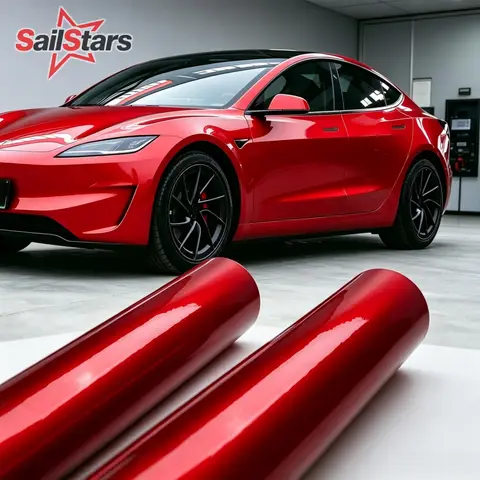 Car Wrap Vinyl Glossy Red Candy Metallic Film Color Change Sticker for Car Accessories Motorcycle Self-Adhesive Decal