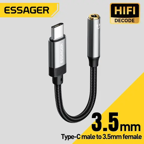 ESSAGER Type C to 3.5mm Earphone USB C Cable to 3.5 Headphone Adapter Audio Cable For iPhone 15 Plus Pro Max iPad Pro MacBook