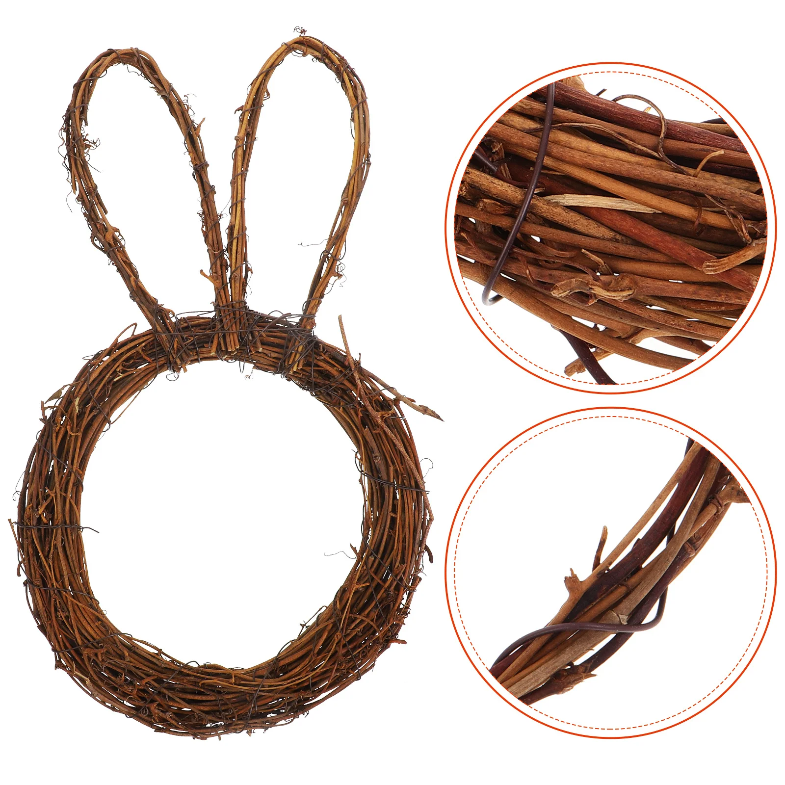 

Handmade Rattan Easter Bunny Wreath Garland Decorative Craft Kit Spring Rabbit Door Frame Ornament Festival Home Decoration