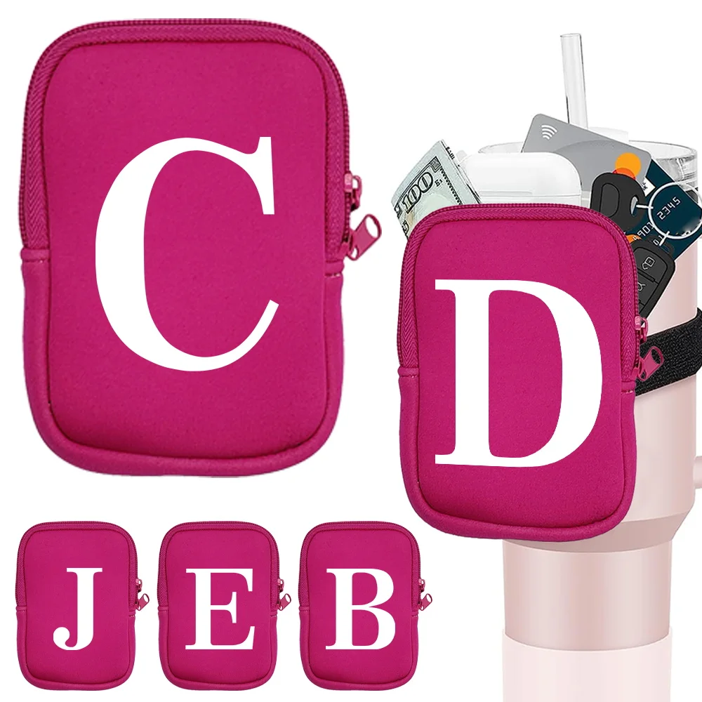 Outdoor Sports Water Bottle Pouch Fitness Accessories Multi-functional Handheld Water Cup Bag White Letter Pattern