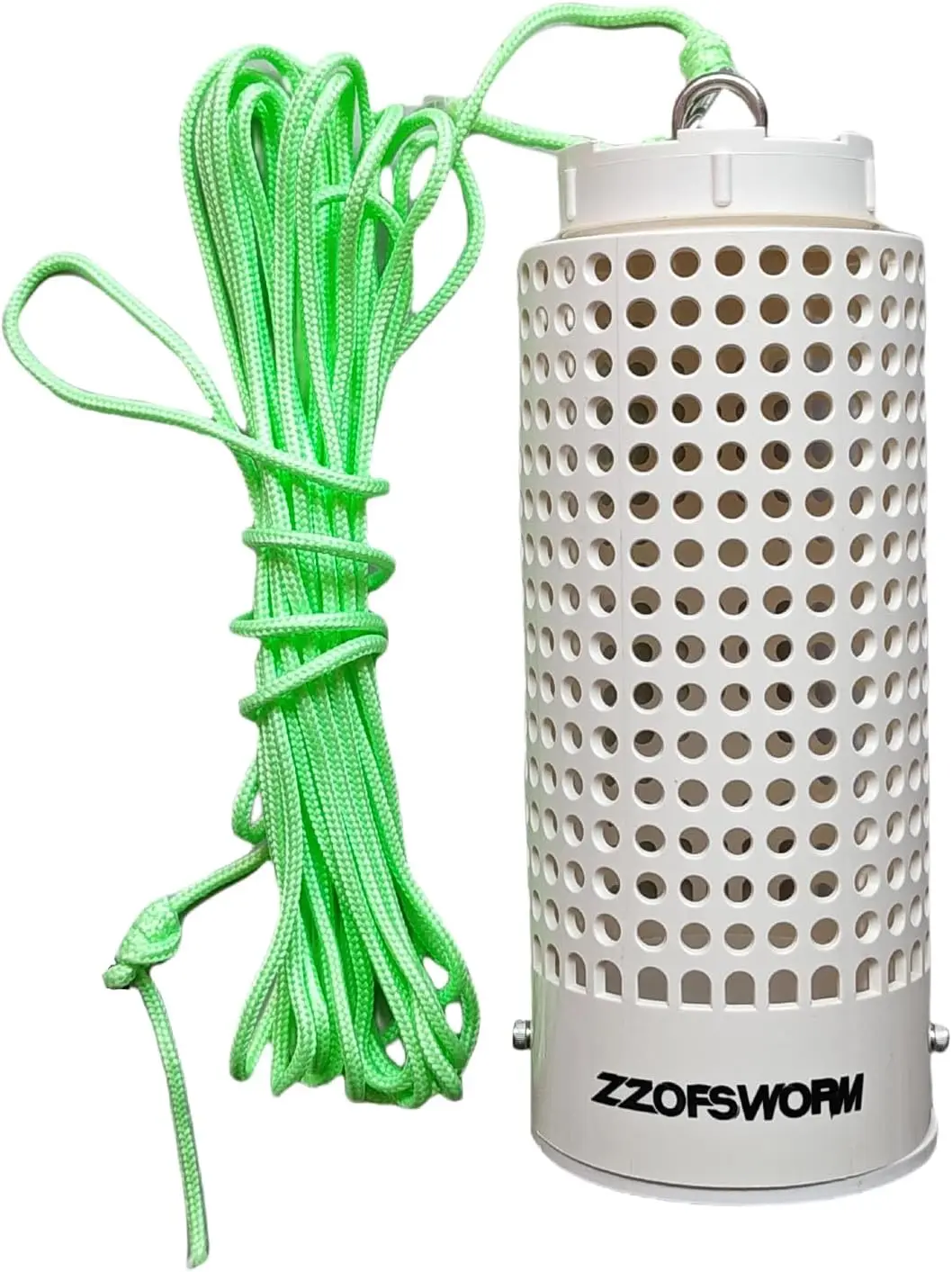 

PVC Bait Cage for Saltwater Fishing, 316 Stainless Steel, 360° Water Flow, 32ft Glow Rope