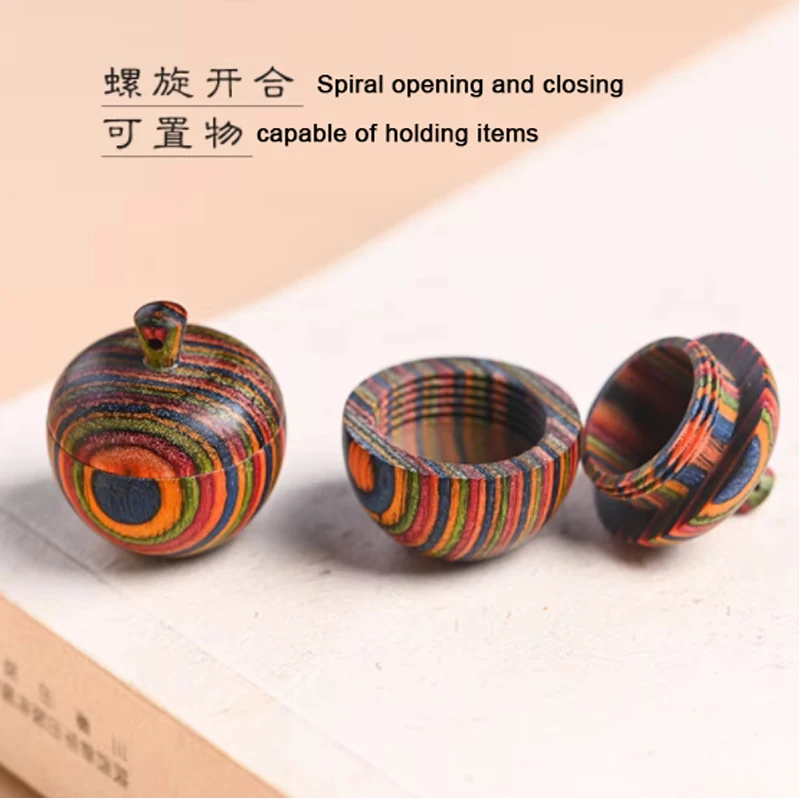 Mini Small Wooden Apple Ornament Openable Portable Place outdoor emergency pills Creative DIY Pendant Decoration Holiday gifts