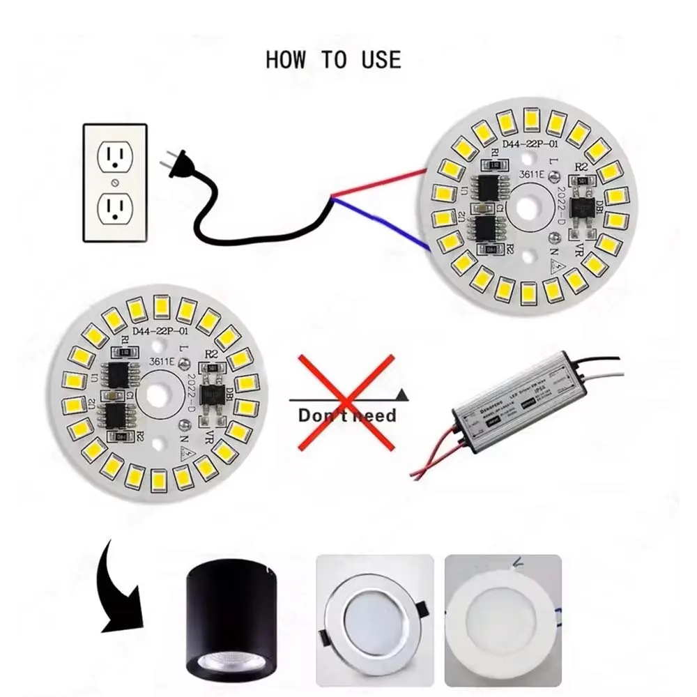 5PCS LED Light Board  NO Driver 220V SDM2835 3W 5W 7W 12W 15W 18W White 6000K  Warm White  3000K Living Room Light Ceiling Light