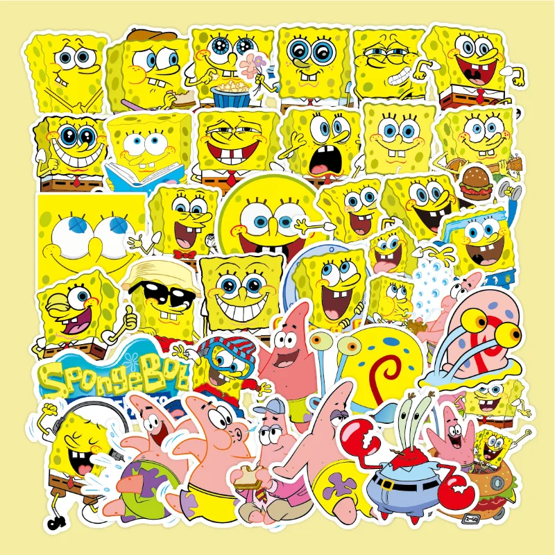 50PCS SpongeBob SquarePants Stickers Computer Luggage Refrigerator Mobile Phone Case Water Cup Notebook Stickers Wholesale