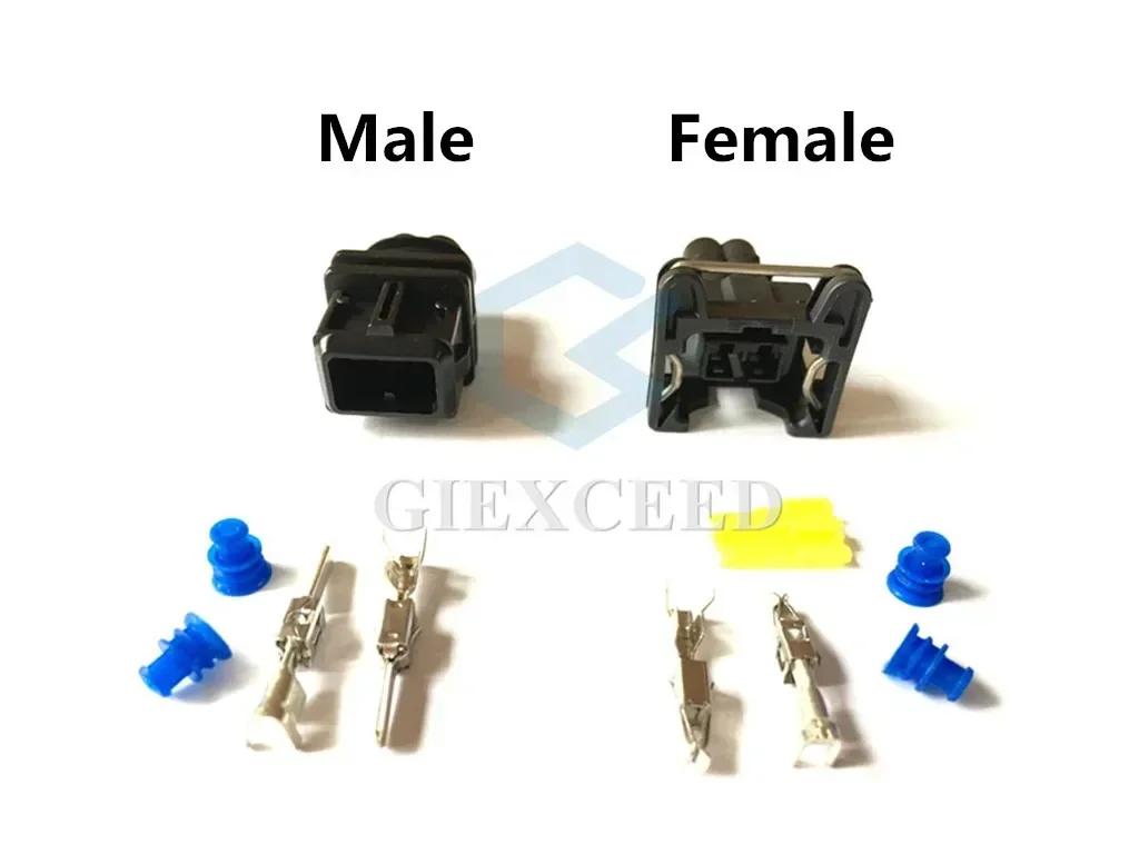 2 Sets 2 Pin AC Assembly Female And Male Automotive Car Engine Fuel Injector Connector Oil Sensor Plug Automotive Socket