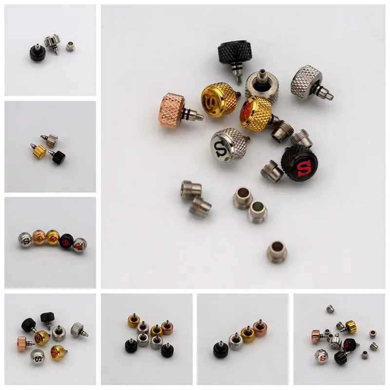 S Logo Screw Down Crown Complete Set Crown Tube Stem For NH34 NH35 NH36 SKX007 SRPD PROSPEX Watch Mod Parts