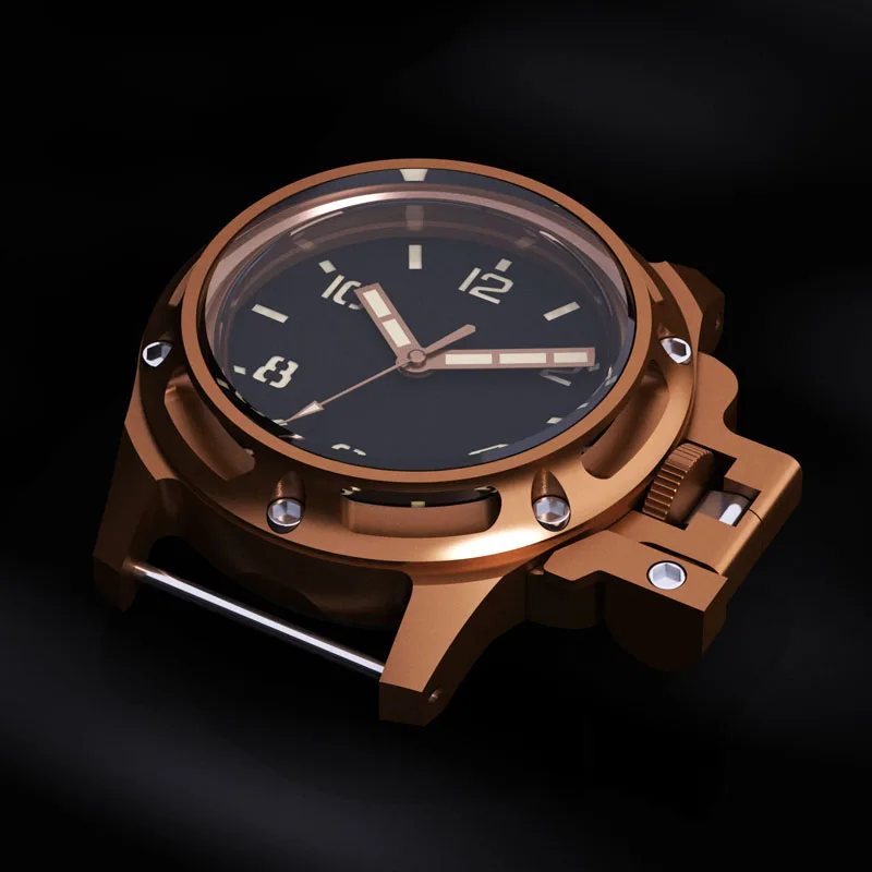 SIDAXIN Men Automatic Watch 43mm Titanium / Bronze Mechanical Wristwatch Dive 200M Waterproof BGW-9 Luminous PT5000 Crown Guard