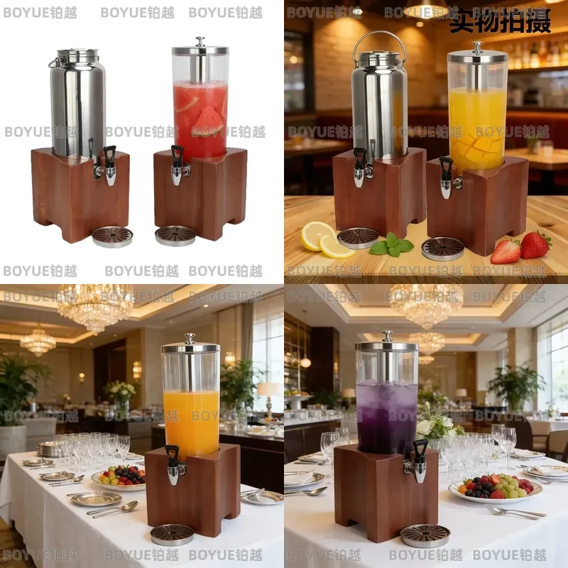 Stainless Steel Milk Warmer Tripod with Wooden Seat Beverage Heating Stand for Coffee Soy Milk Juice Buffet Container Holder