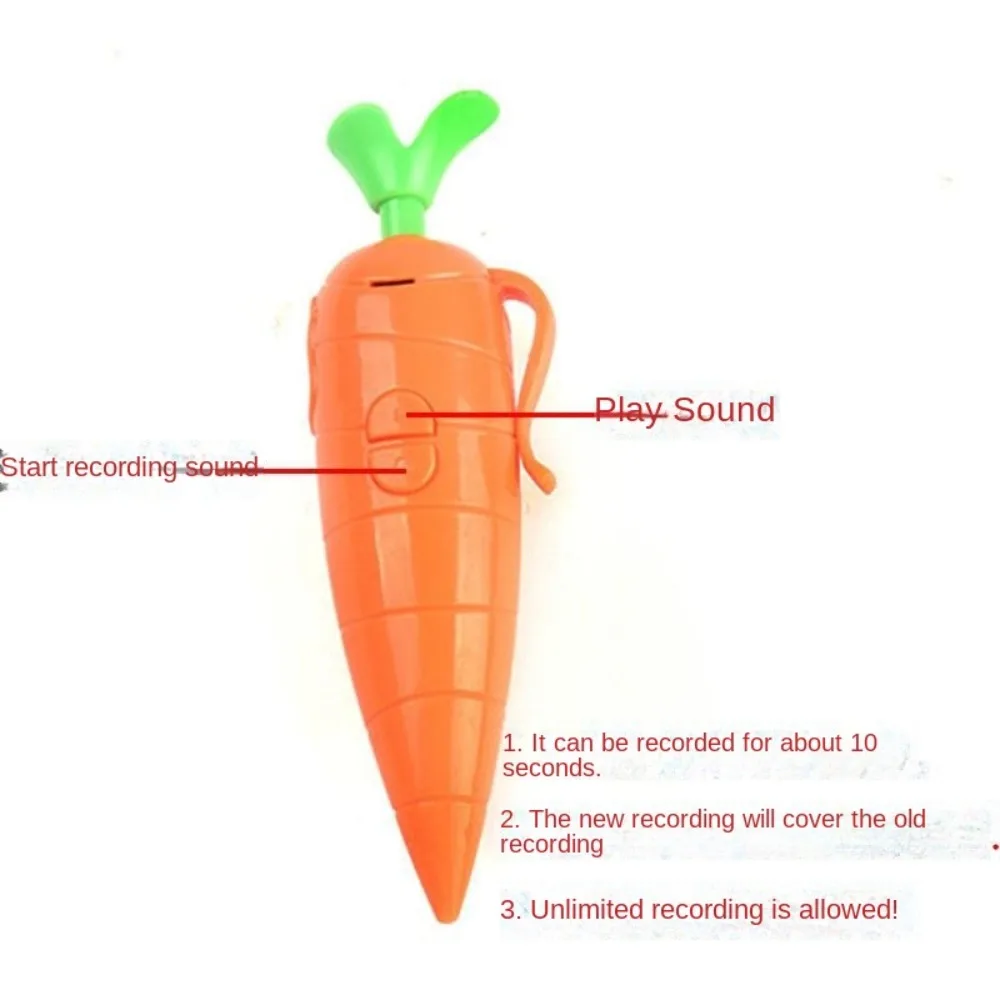 New Funny Gift Electronic Sound Toy Carrot Shape Yellow Novelty Voice Recorder Pen Plastic 20s Recording Pen for Kids