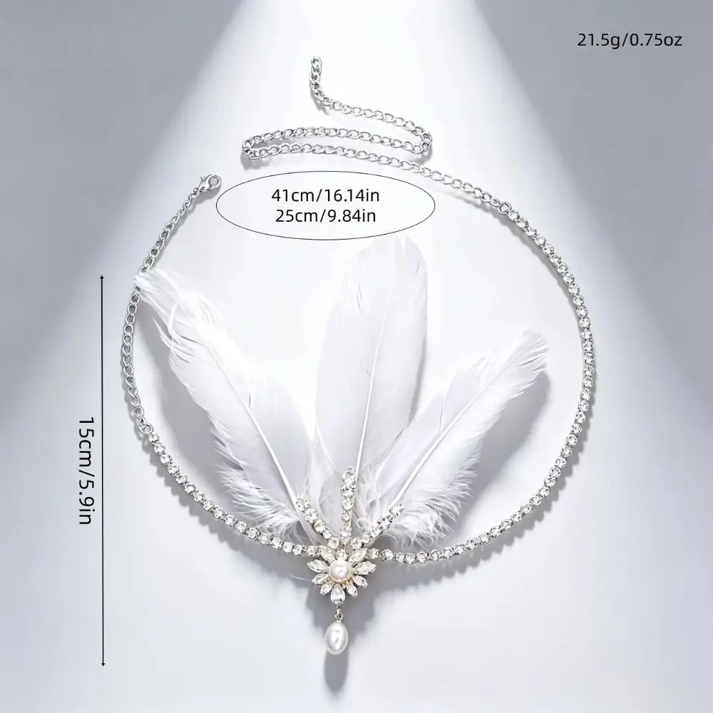 Vintage Gatsby-Style Feather Headband Fascinator Crystal Masquerade Hair Band Sequin Makeup Party 1920s Hair Accessories Women view 6
