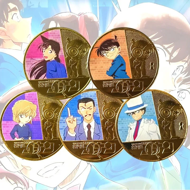 

5Pcs Cartoon Anime Detective Conan - Themed Cute Peripherals Such As Figurines Commemorative Coin Figurines Birthday Gifts