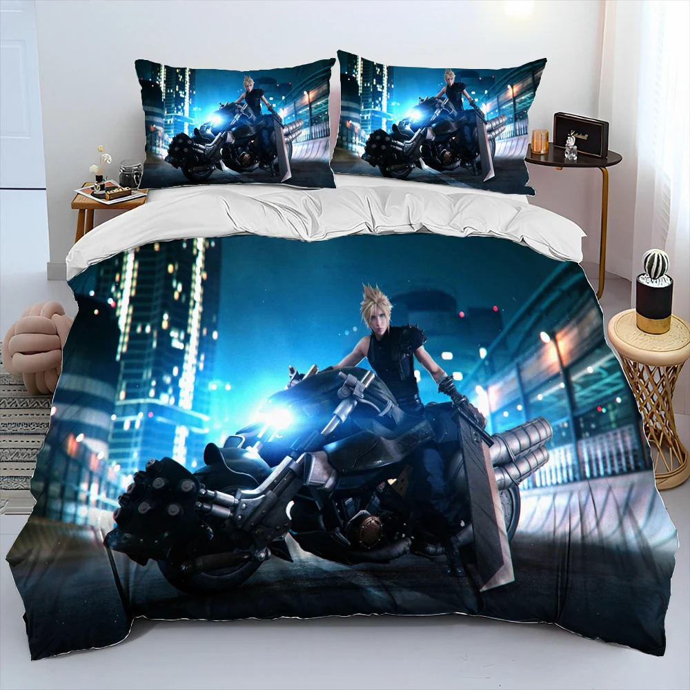 

Final Fantasy Series Games Cartoon Comforter Bedding Set,Duvet Cover Bed Set Quilt Cover Pillowcase,king Queen Size Bedding Set