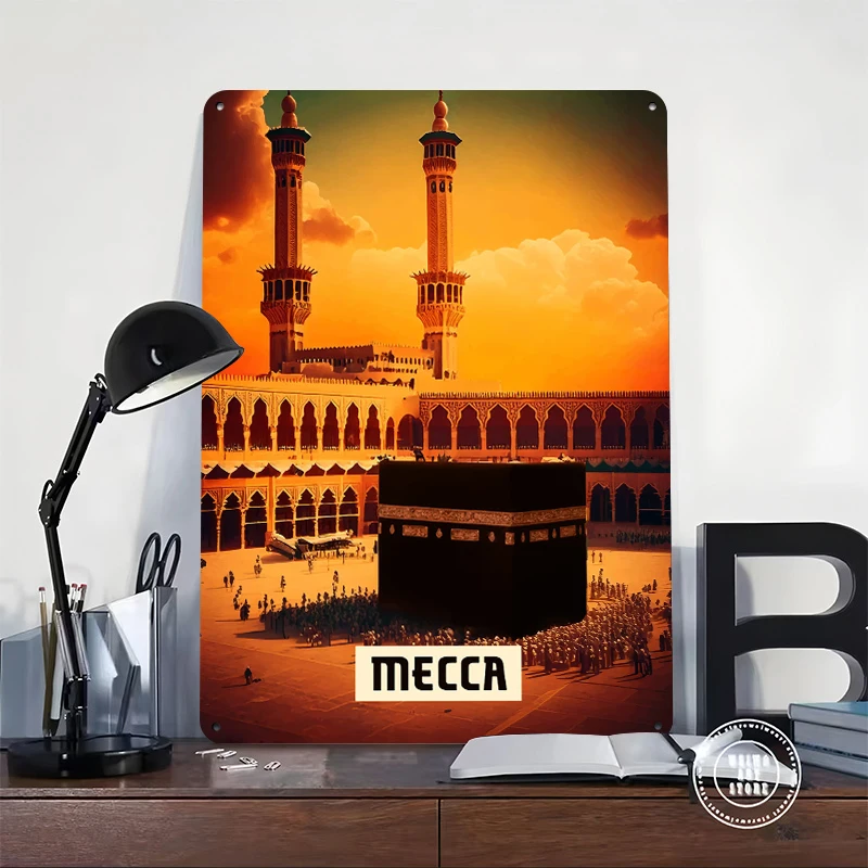Mecca Metal Poster Customized Wall Art Retro Vintage Metal Signs for Man Cave Bedroom Decorations Luxury Decoration Room Decor
