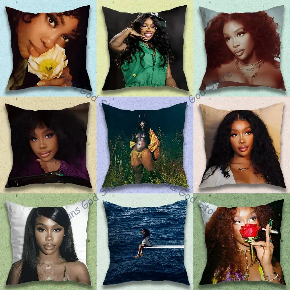Singer S-SZA Art Pillow Case Square Double-Sided Printing Short Plush Sofa Cushion Cover Bedroom Bedside Pillow