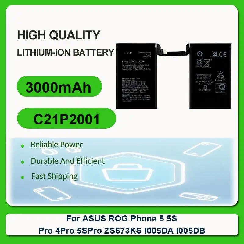 Battery For Asus Zenfone 9 ZS696KS Zenfone9 Max Pro M1 6.0 Inch ZB601KL ZB602KL X00TDB X00TDE ROG 3 Game Phone ROG3 5 5s