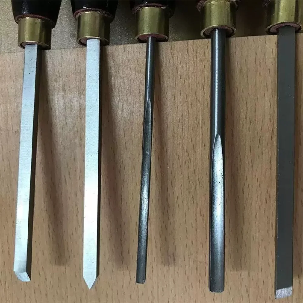 Mini 5 Piece Woodworking Carving Tool Set Wooden Box 6542 High Speed Steel Lathe Chisel
