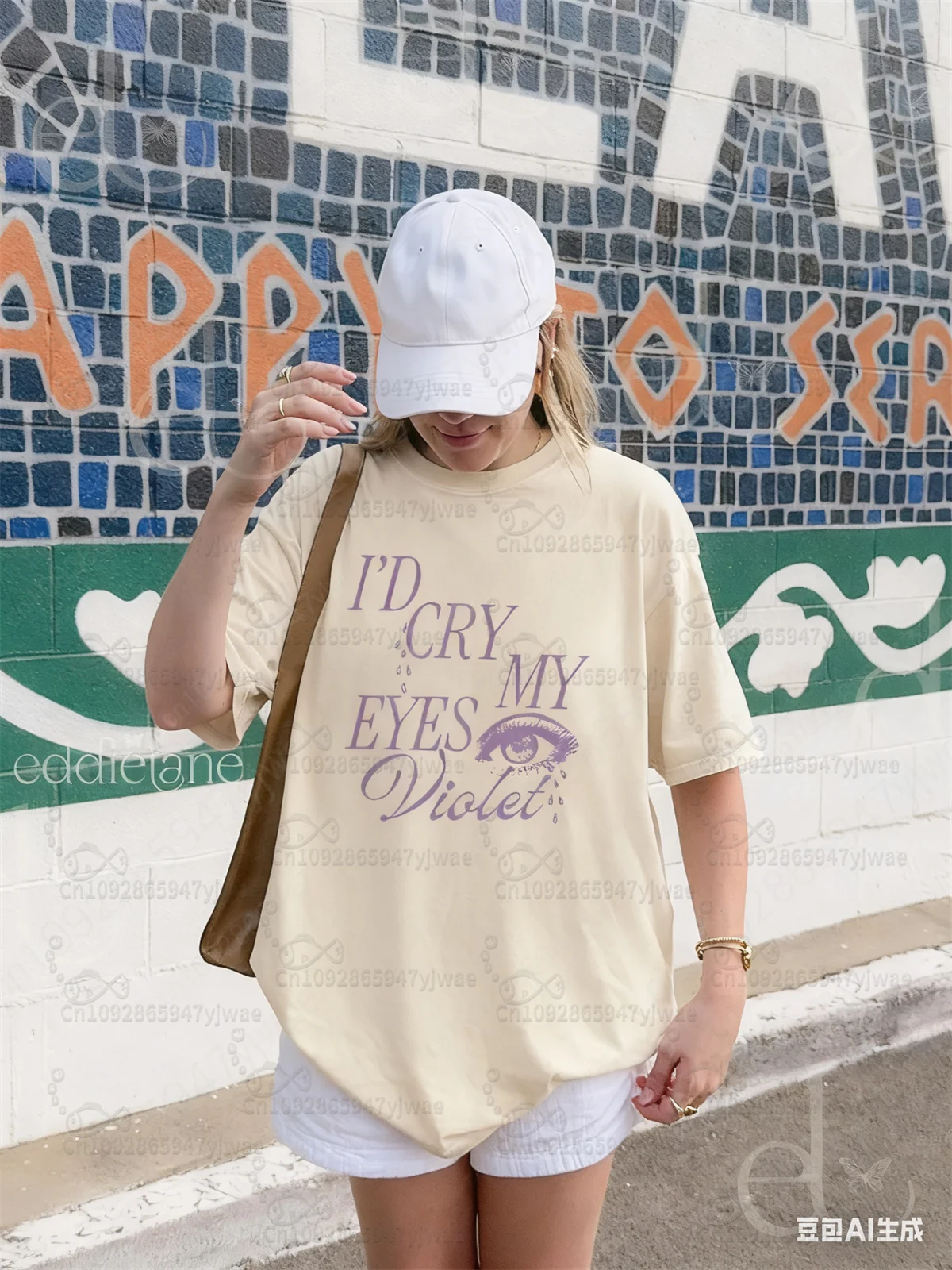 TS12 إليزابيث تايلور سأبكي عيني البنفسجي المطبوعة القطن تي شيرت الصيف المرأة مريحة للتنفس البوب مروحة هدية