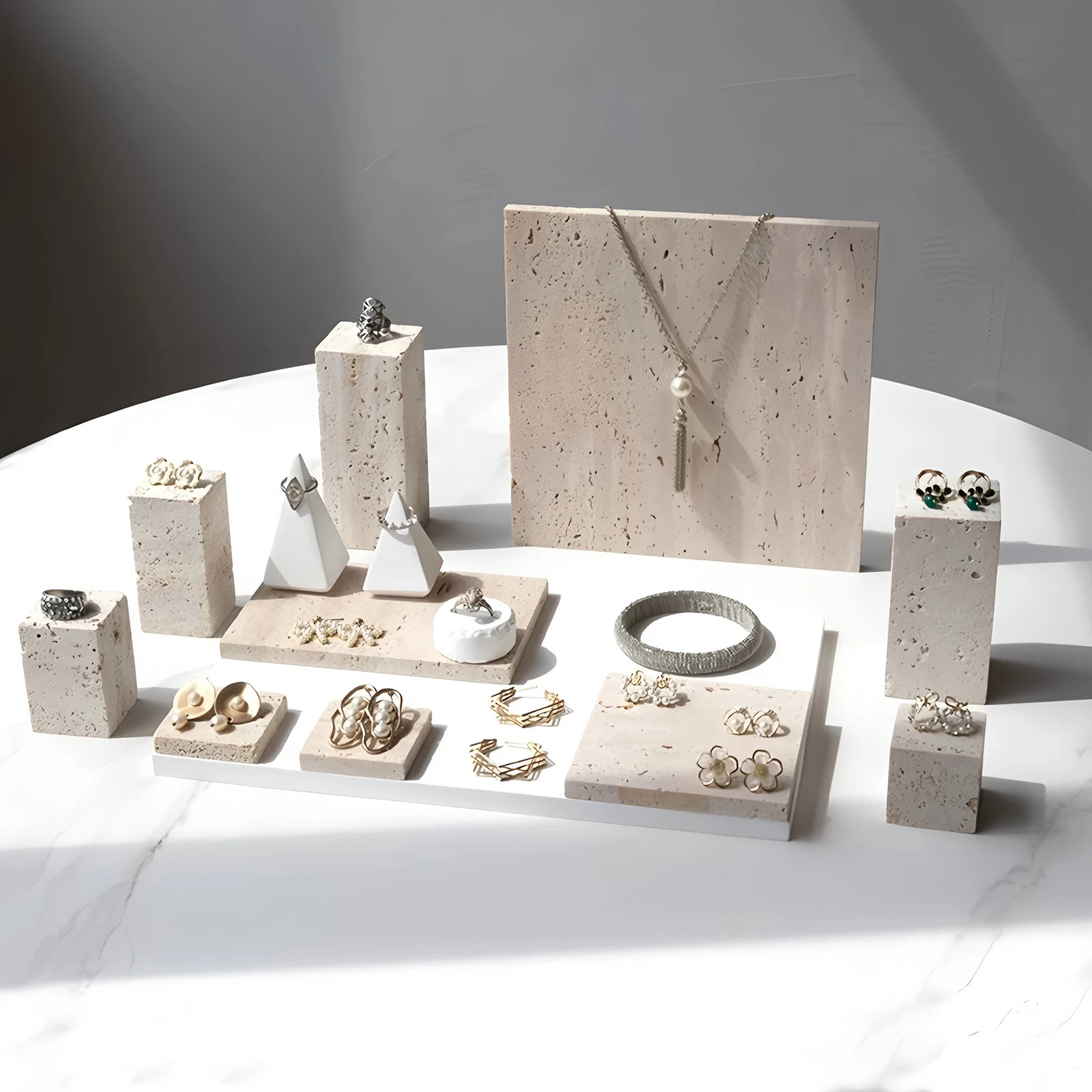 천연석 보석 홀더 화장대 트레이 메이크업 귀걸이 디스플레이 컵 받침 큐브 장식 대리석 블록 북 엔드 도어 스토퍼