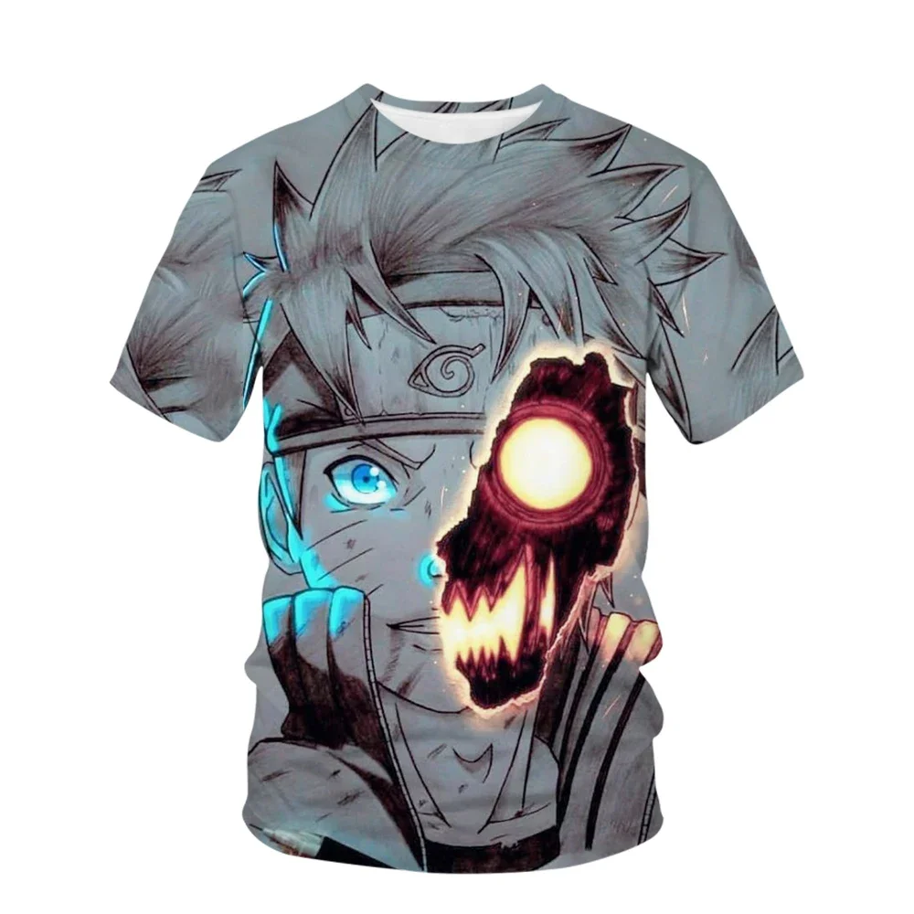 Summer Naruto Hip Hop T Shirts For Men Anime Kakashi Streetwear O Neck Short Sleeve Men's T-shirt Cartoon Graphic Tops Clothing