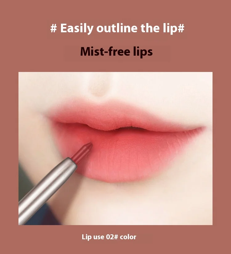 10-farbiges, exquisites Lippen-Make-up, antihaftbeschichtet, automatischer Lipliner, langlebig, natürlich, matt, Lippenstift, Lippenlinien-Make-up