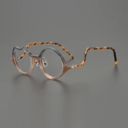 Niche artistic designer frosted patchwork colored glasses frame retro round irregular fashion personality hip hop optical glasse