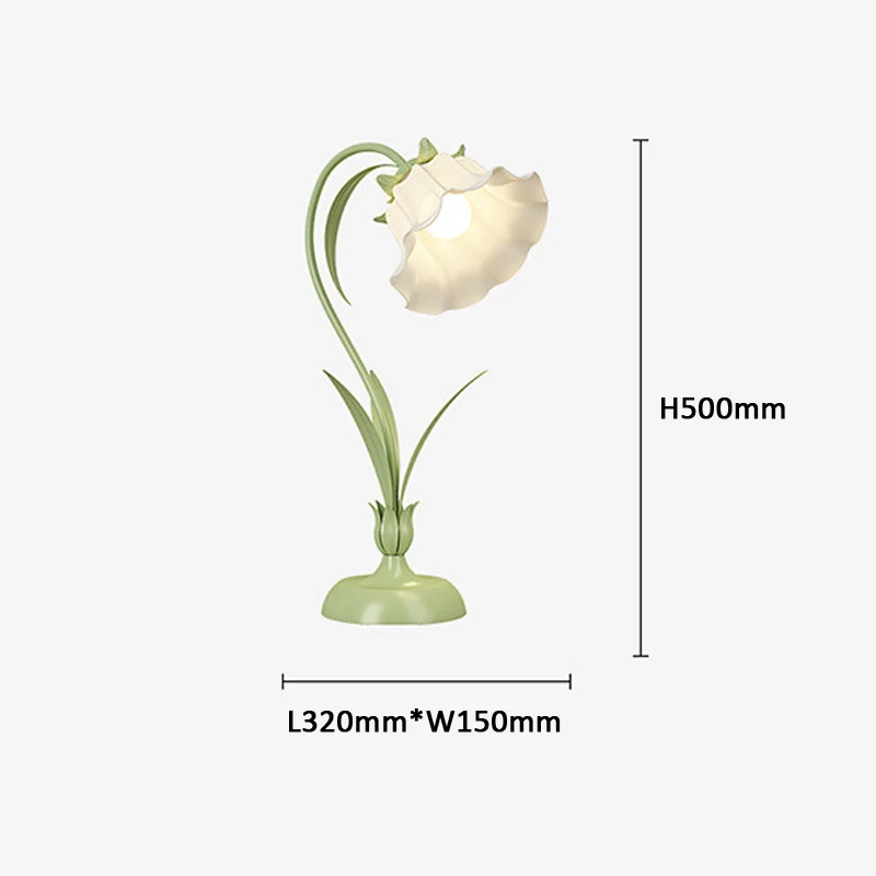 Francuska Duszpasterska Lilia Kwiat Szklana Lampa Biurkowa Europejska Ciepła Atmosfera Sypialnia Nocna Zielona Kreatywna Lampa Stołowa LED