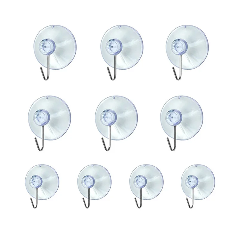 10 Windows Transparent Suction Cup Suction Cup Hook Clothes Jacket Metal Hook