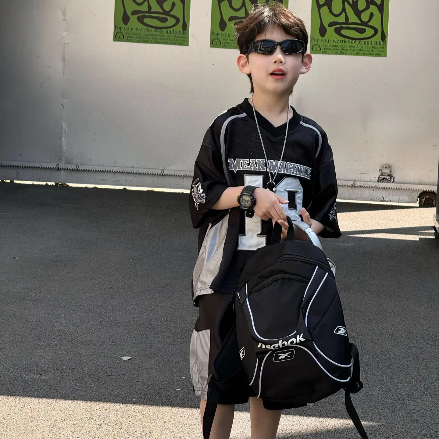 مجموعة ملابس الأطفال تي شيرت وسيم للأطفال 2025 صيف جديد على الطراز الكوري للأولاد طقم شورت رياضي أمريكي يسمح بمرور الهواء #3